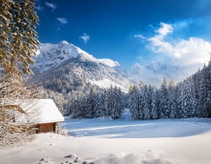 Fototapeta premium Sappada, Friuli. Winter landscapes. Immersed in the snow.