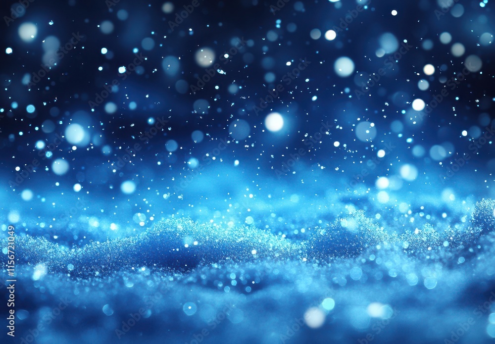 Poster abstract background of glowing blue water with soft sparkling particles and bokeh effects for artist