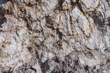 Older Volcanics, Rhyolite and rhyodacite volcanic rocks ( TV ); Greenwater Volcanics; Dante’s View
Road,  Death Valley National Park, California. Mojave Desert / Basin and Range Province.	
