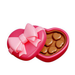 Heart box Chocolate, Valentine's Day elements, 3d rendering.