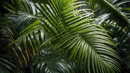 Fototapeta premium Close-Up View of Howea Forsteriana Fronds Highlighting Their Delicate Texture and Lush Greenery