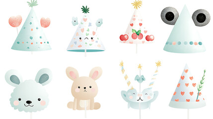 Creative party hats with animal ears and playful designs for celebrations