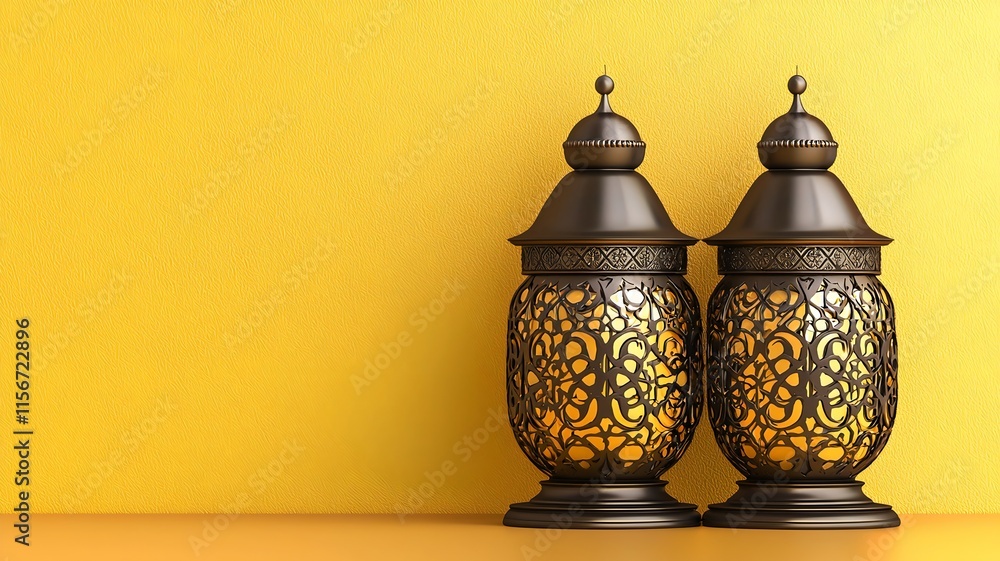 Aufkleber enchanting lanterns with intricate and decorative patterns on a smooth background perfect for a mode