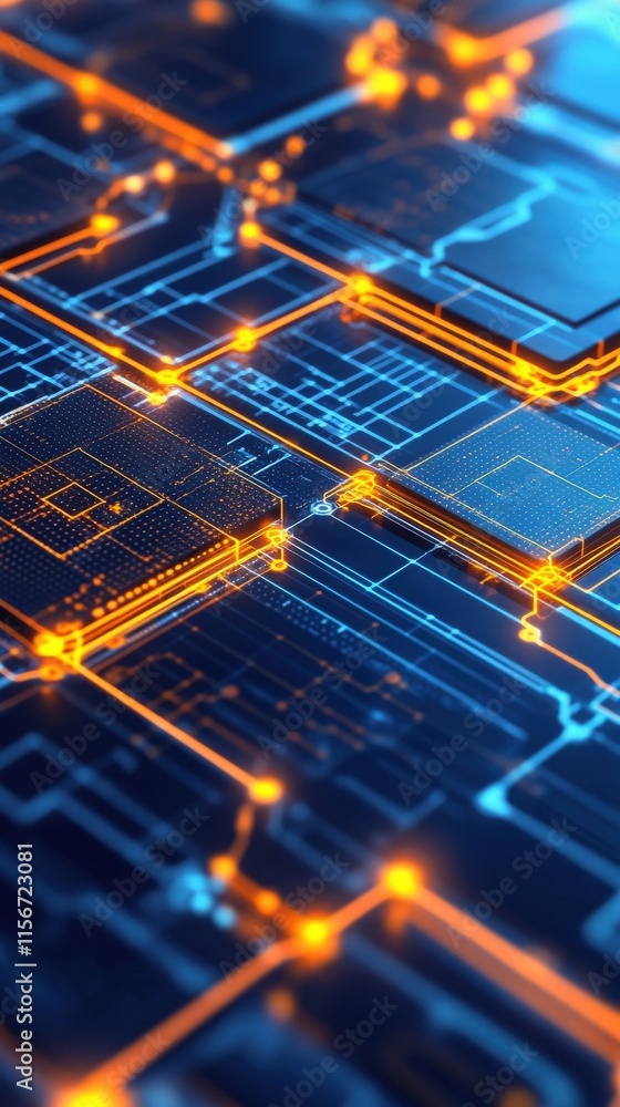 Aufkleber abstract technology background with circuit board and glowing lines, illustrating modern digital inn