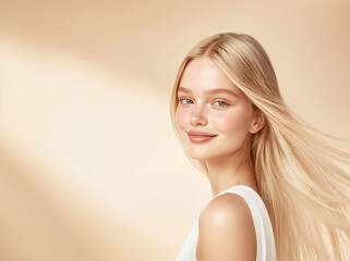 Naklejka premium Portraits of beautiful European women with long straight hair