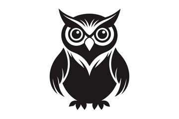 great horned owl silhouette icon vector