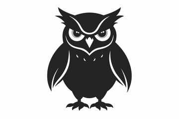 great horned owl silhouette icon vector