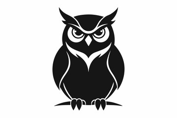 great horned owl silhouette icon vector