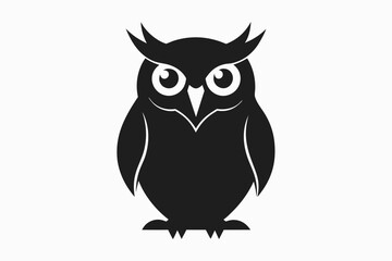 great horned owl silhouette icon vector
