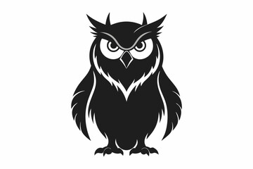great horned owl silhouette icon vector