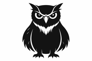 great horned owl silhouette icon vector