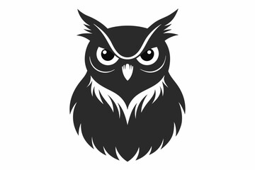 great horned owl silhouette icon vector