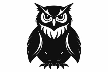 great horned owl silhouette icon vector
