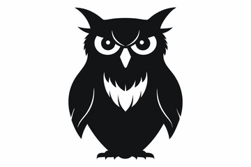 great horned owl silhouette icon vector
