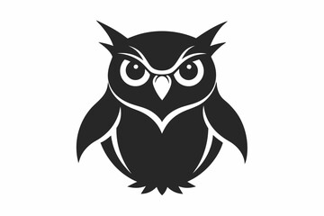 great horned owl silhouette icon vector