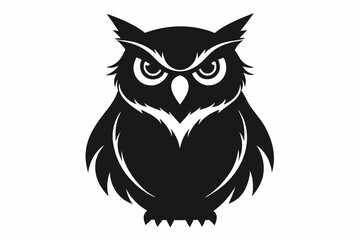 great horned owl silhouette icon vector
