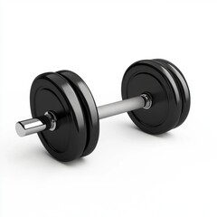 A sleek black dumbbell lying on a clean white background, perfect for fitness enthusiasts and home gym use.
