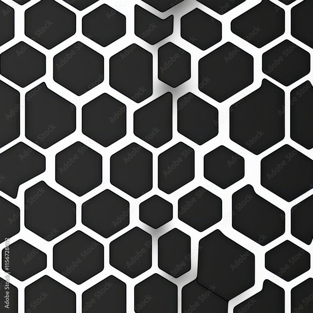 Poster abstract black and white hexagonal pattern creating a modern and stylish background.