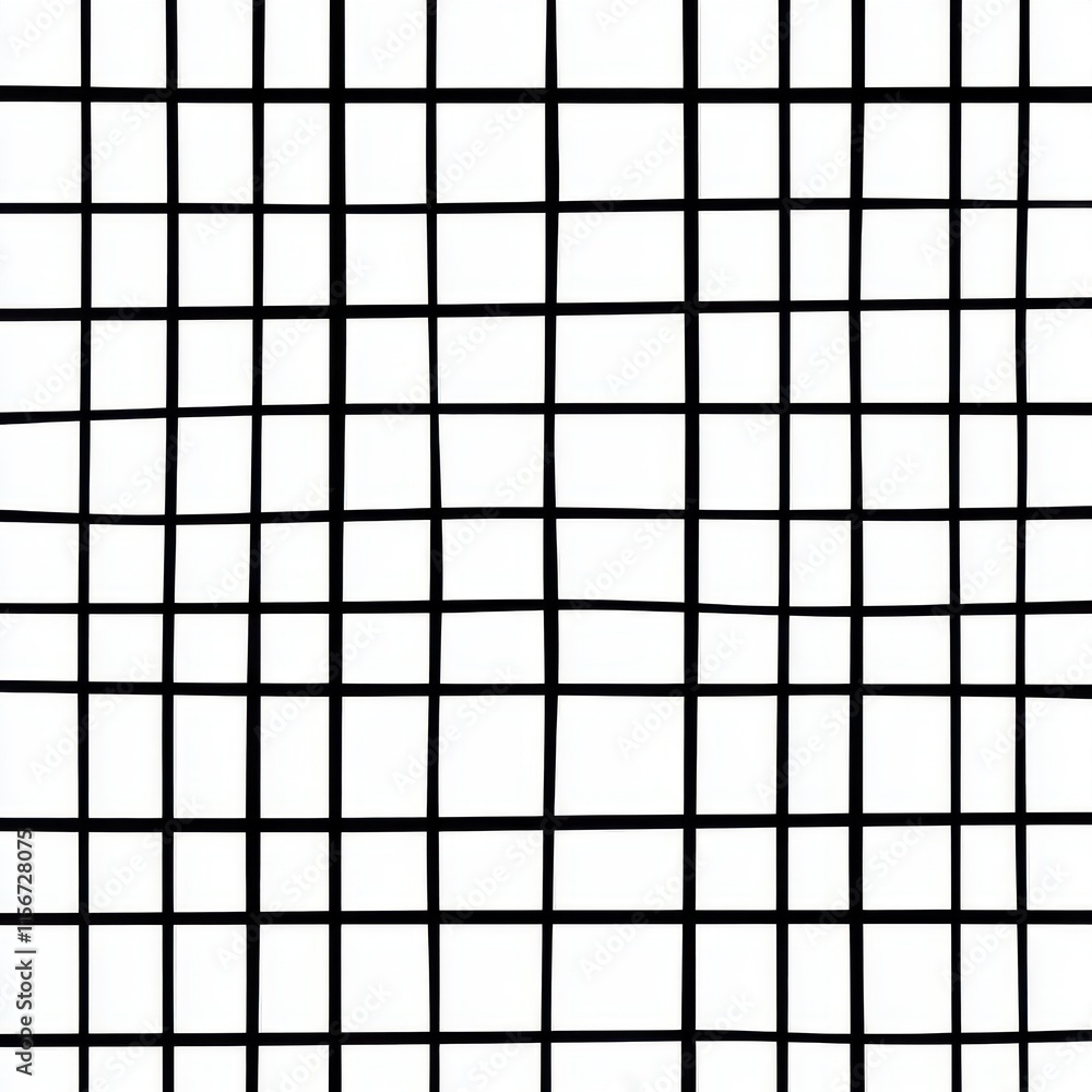 Poster a monochrome grid pattern featuring bold black lines on a white background, creating a modern and mi