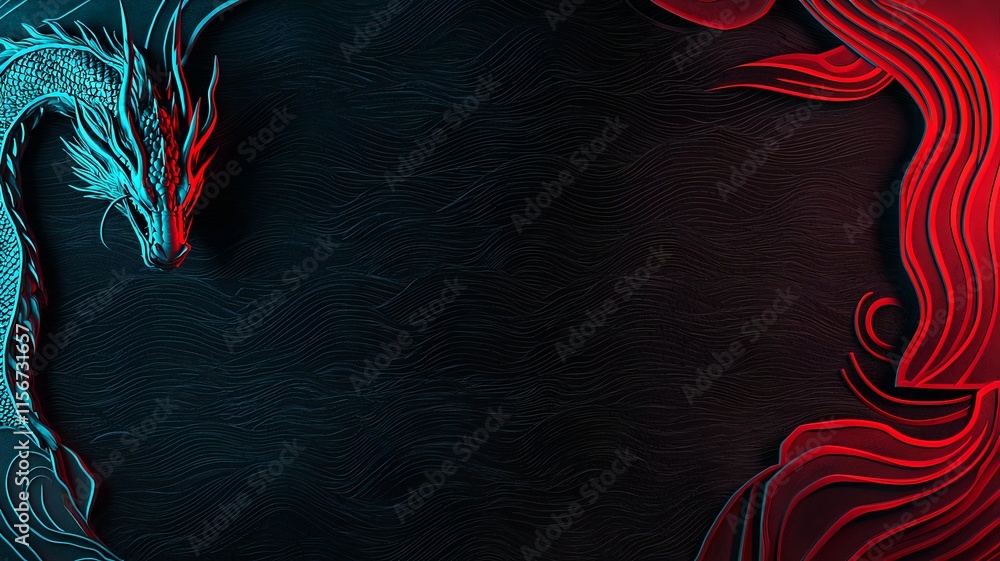 Poster elegant and captivating 3d dragon motif design on a smooth gradient background creating a visually s