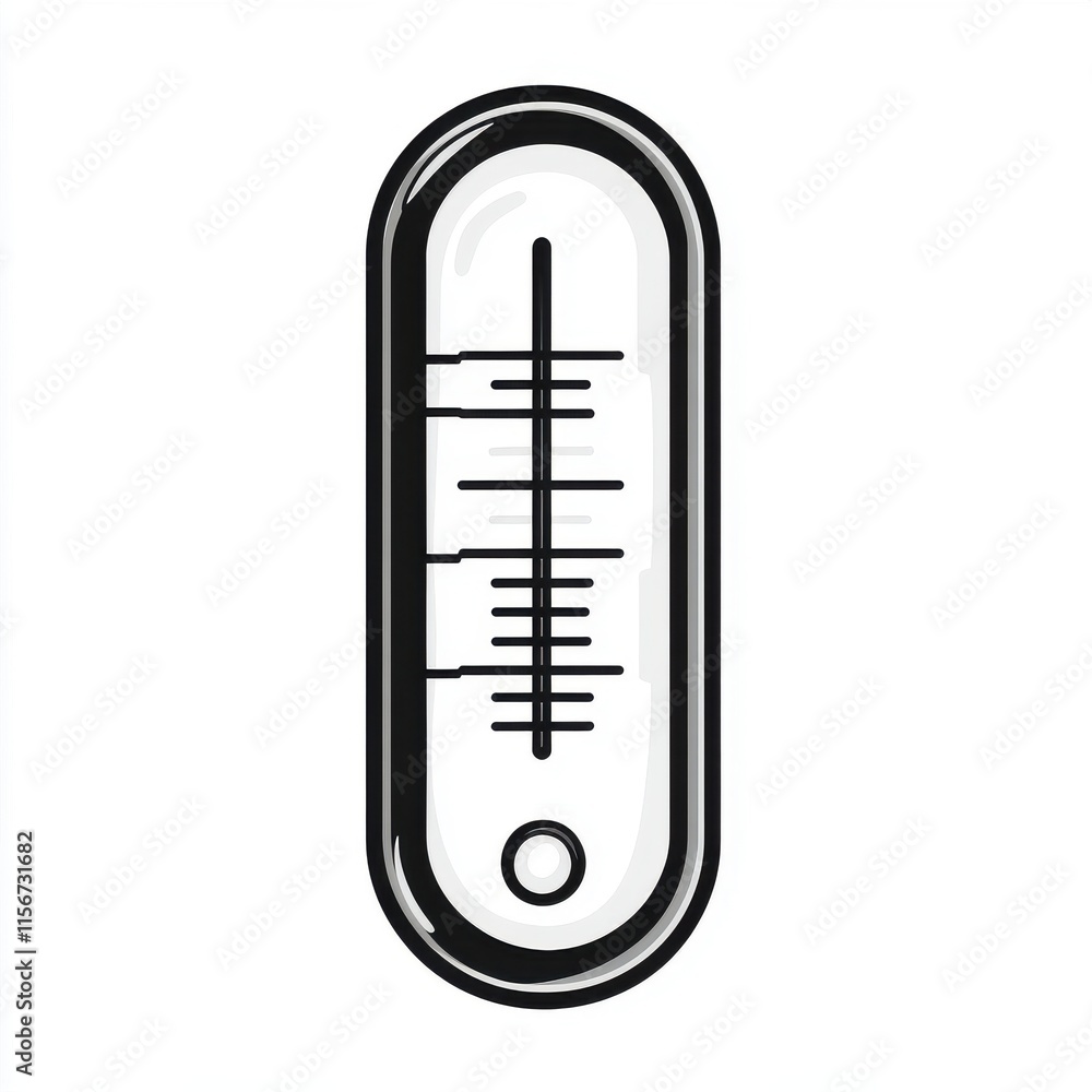Poster a sleek, modern thermometer displaying temperature readings in a minimalist style.