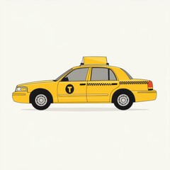 A classic yellow taxi cab, symbolizing urban transport and city life.