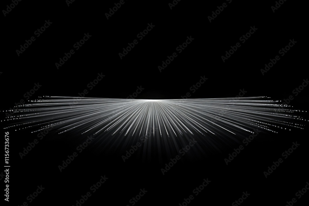 Poster converging white lines radiating from a central point against a transparent background, creating a d