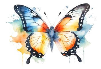 Obraz premium Vibrant Watercolor Butterfly with Dripping Paint against a striking transparent background