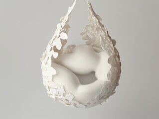 Unique artistic hanging piece inspired by nature with intricate leaf details and soft shapes