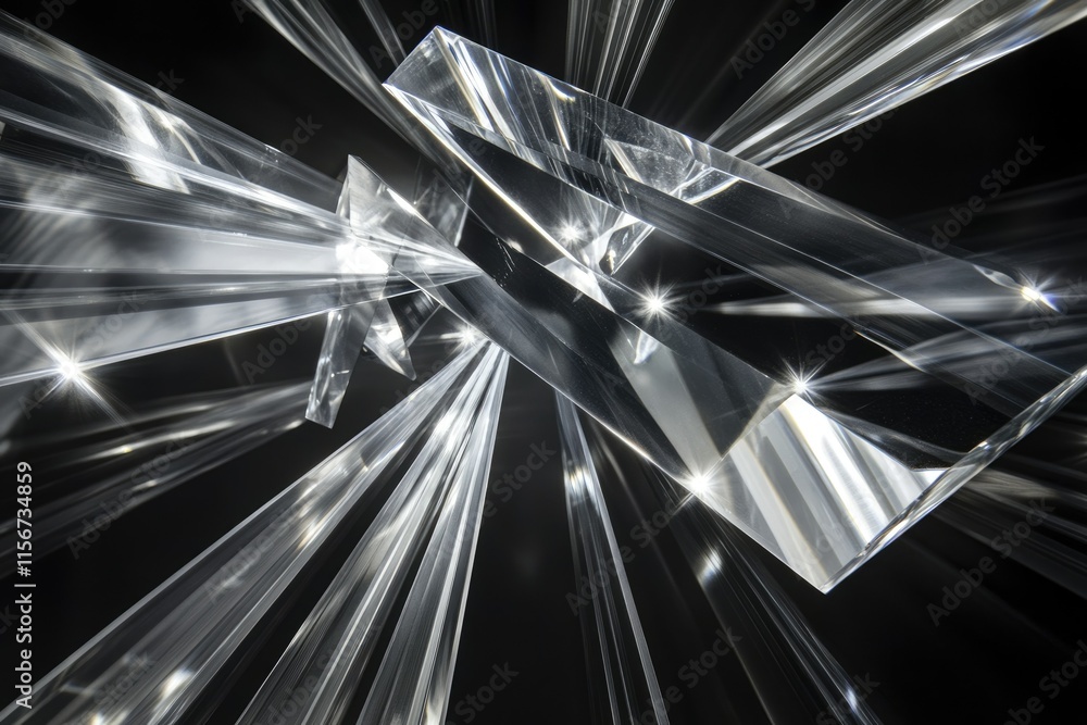 Aufkleber abstract composition of intersecting transparent acrylic prisms, creating dynamic light reflections 