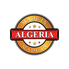 Made in Algeria label icon emblem isolated on white background