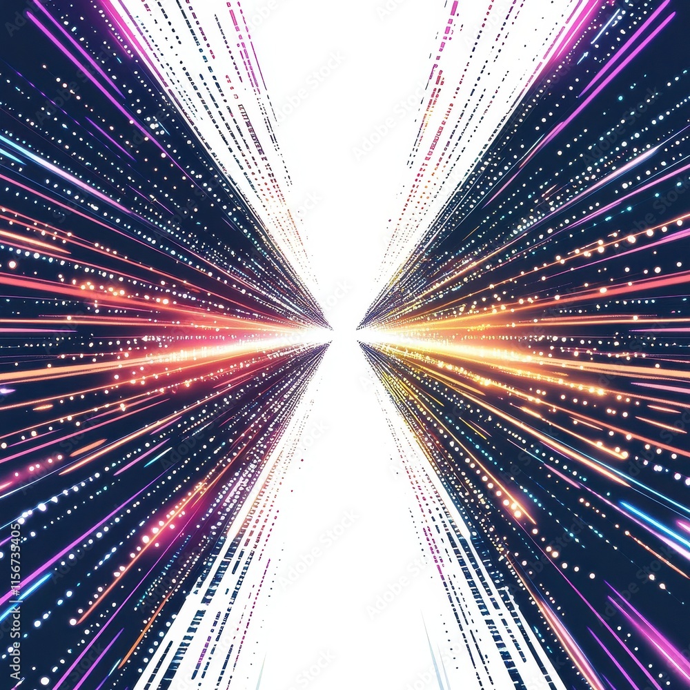 Aufkleber vibrant abstract light trails converge at the center, creating a dynamic and energetic visual effect
