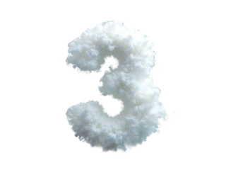 Cloud Number 3 Isolated on Transparent Background, Number 3 Made by Cloud – Creative Cloud Design.