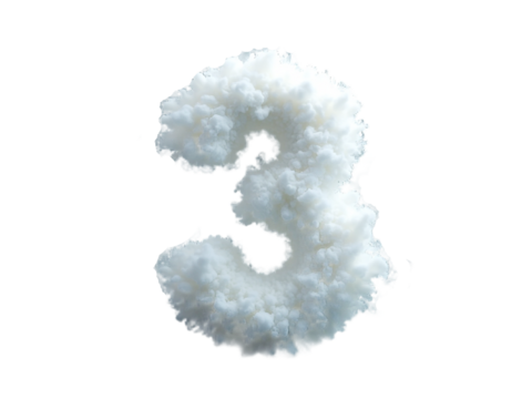 Cloud Number 3 Isolated on Transparent Background, Number 3 Made by Cloud – Creative Cloud Design.