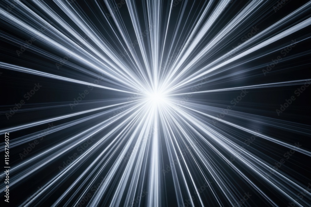 Poster abstract burst of light radiating outwards from a central point, creating a dynamic and energetic vi