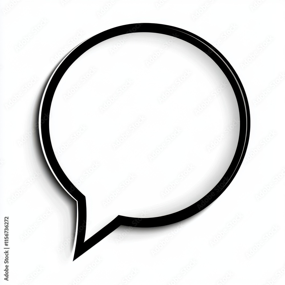 Poster empty speech bubble icon on a clean white background, perfect for text or messaging concepts.