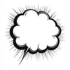 A bold comic-style speech bubble with burst lines, perfect for expressing thoughts or dialogue.