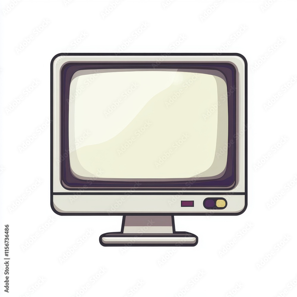 Aufkleber a vintage computer monitor with a simple design, illustrating retro technology and nostalgia.