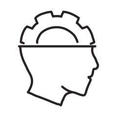Cognitive Process Icon – Gears Representing Automation and Thought Processes - Editable stroke Vector Line icon