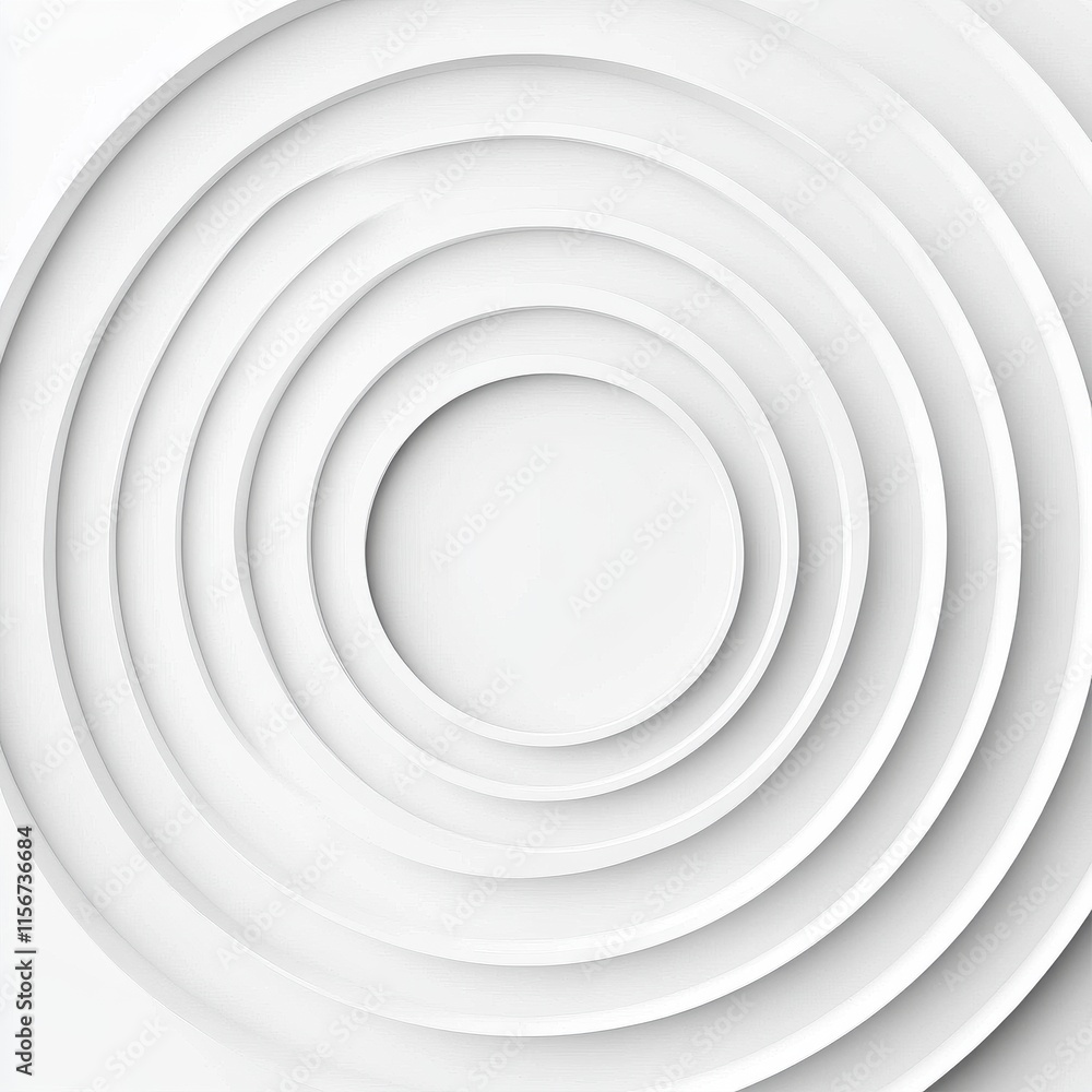 Poster abstract circular layers in white, creating a modern and minimalistic design.