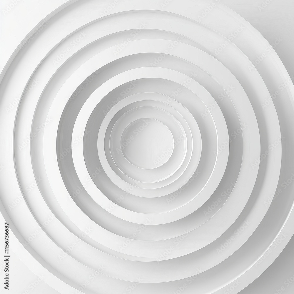 Poster abstract close-up of concentric white circles creating a modern minimalist design.
