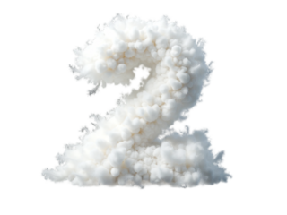 Cloud Number 2 Isolated on Transparent Background, Number 2 Made by Cloud – Creative Cloud Design.