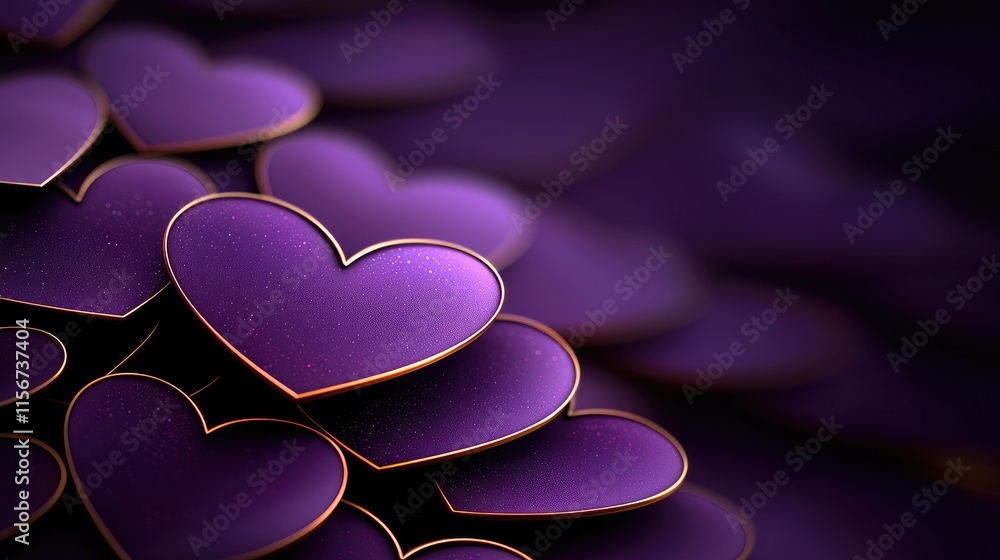 Aufkleber a close-up of stacked purple hearts, creating a visually appealing and romantic design with a smooth