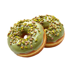 Yummy Pistachio Donuts Isolated On Transparent Background 
