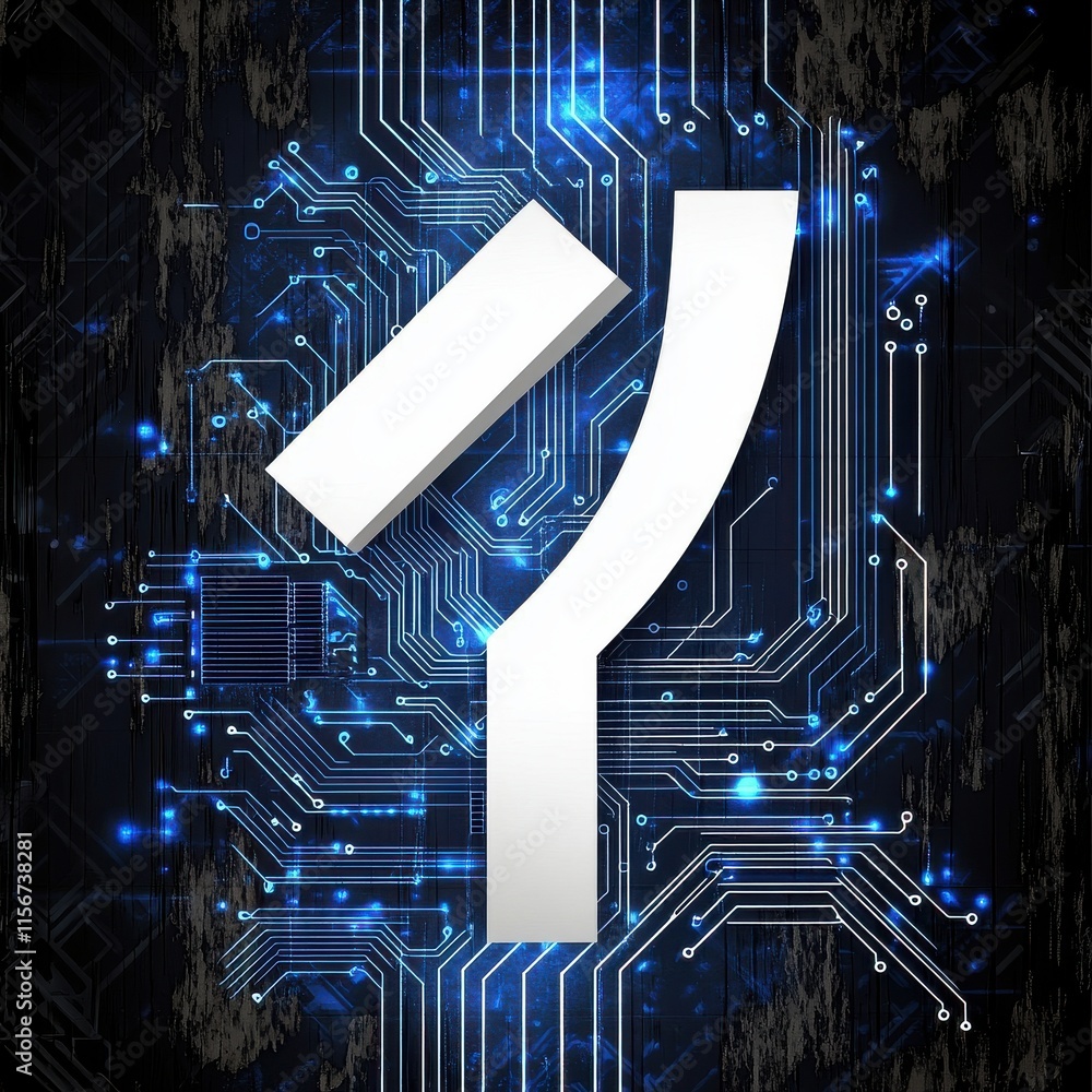 Aufkleber abstract representation of technology with futuristic blue circuit patterns and sleek white elements