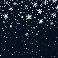 A beautiful pattern of white snowflakes and dots on a deep blue background, evoking a winter wonderland feel.