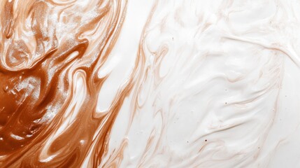 Abstract painted swirls of brown and white paint, creating a marbled effect.