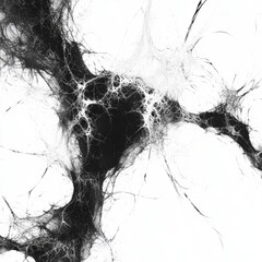 Fototapeta premium Abstract black and white fractal design resembling intricate neural connections.