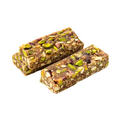 Yummy Pistachio Energy Bars Isolated On Transparent Background 
