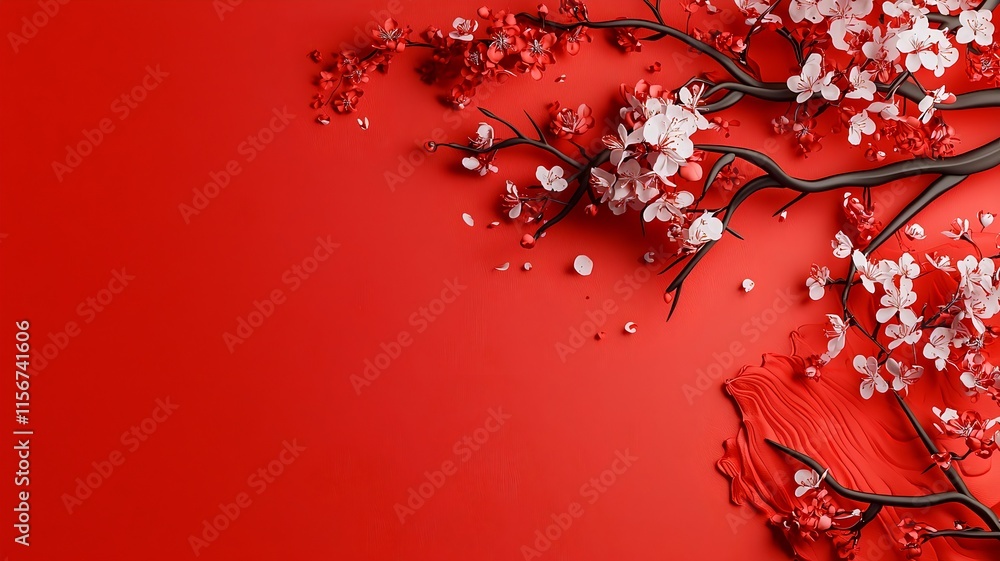 Aufkleber enchanting 3d of blooming cherry blossoms with soft glowing accents set against a vibrant gradient b